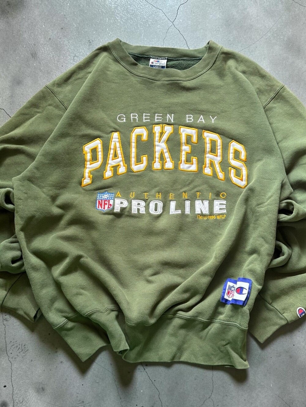 Vintage 1996 Green Bay Packer Pro Line Champion NFL Crewneck Sweater Mens Large